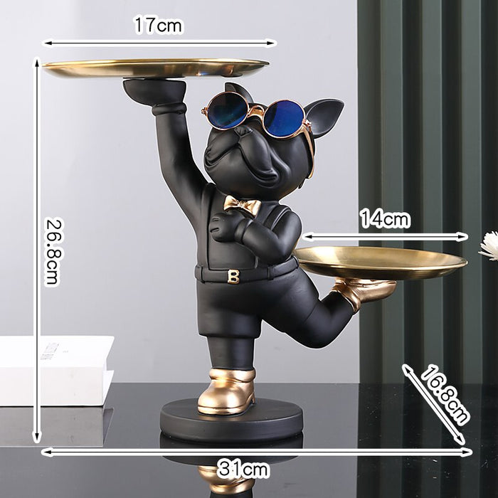 Standing French Bulldog Butler with Tray