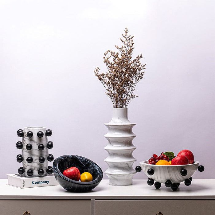 Artistic Marble-Patterned Resin Flower Vases