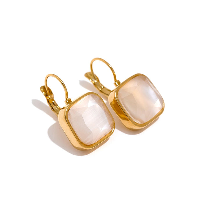 Square Shape Earrings with Crystals