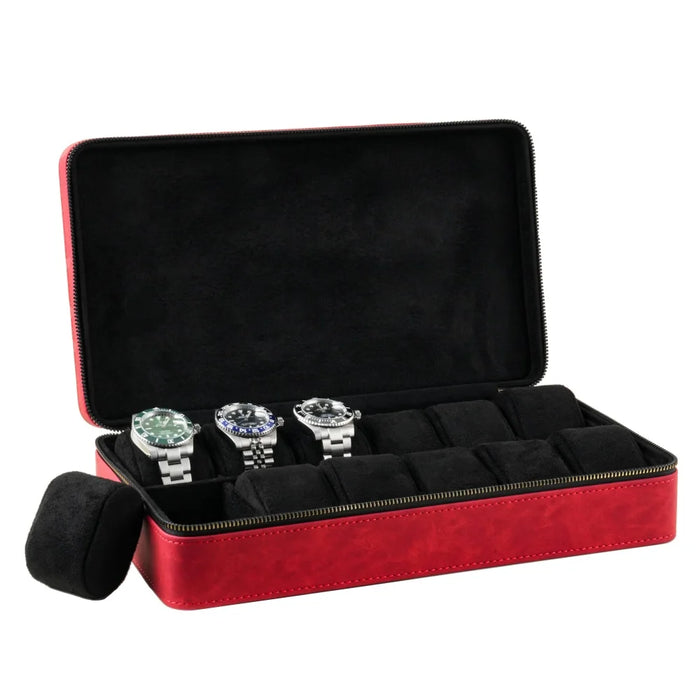 Luxury Watch Case with Logo – Gloss PU, 6/12 Slots, Scratchproof