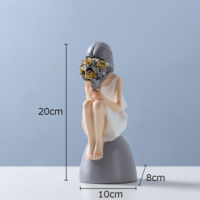 Modern Girl Resin Figurine Decorative Statue