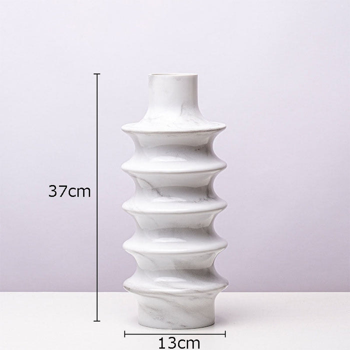 Artistic Marble-Patterned Resin Flower Vases
