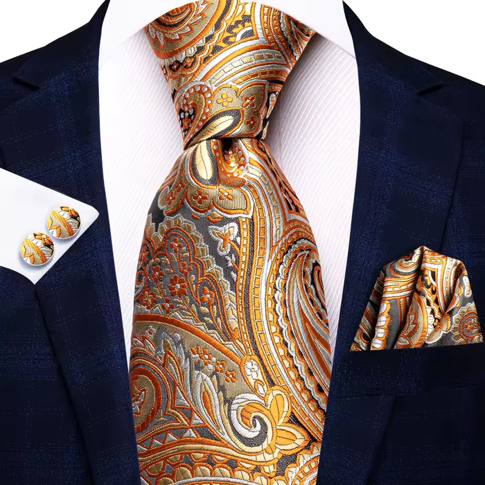 Orange and Blue Circles Silk Tie for Classy Men