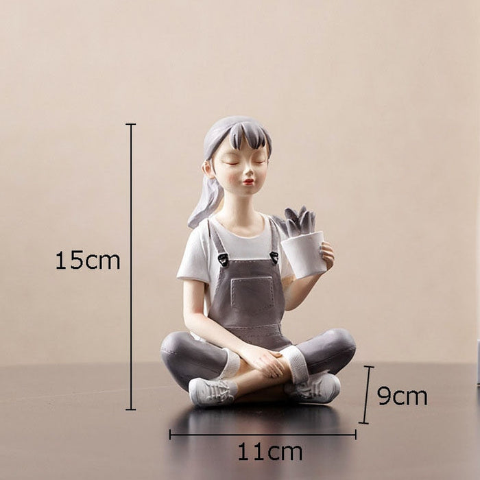 Modern Girl Resin Figurine Decorative Statue