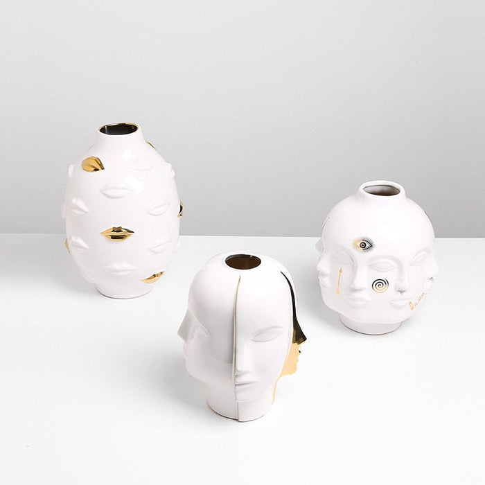 CALI Luxurious Nordic-Style Ceramic Face Vase
