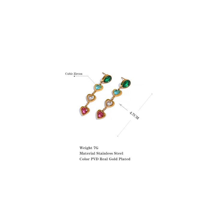 Small Hearts Design Earrings with Crystals