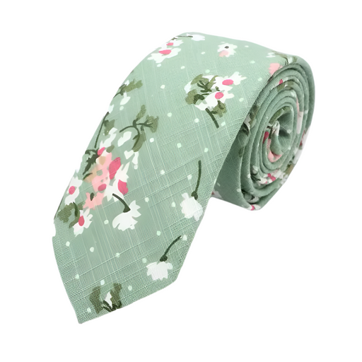 Tropical Flower Print Tie – Casual Cotton Neckwear Unique