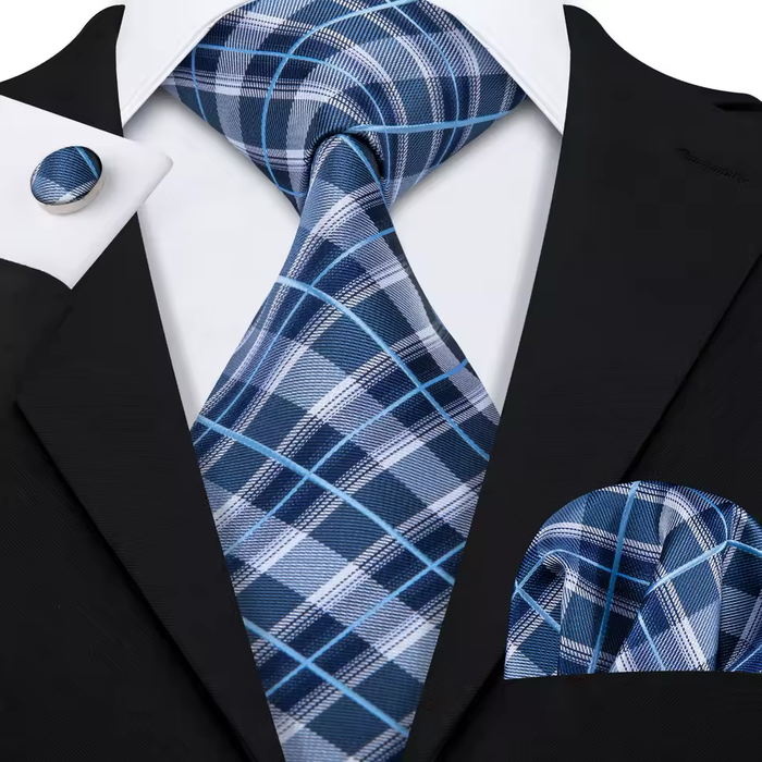 Classy Men Blue Floral Silk Necktie