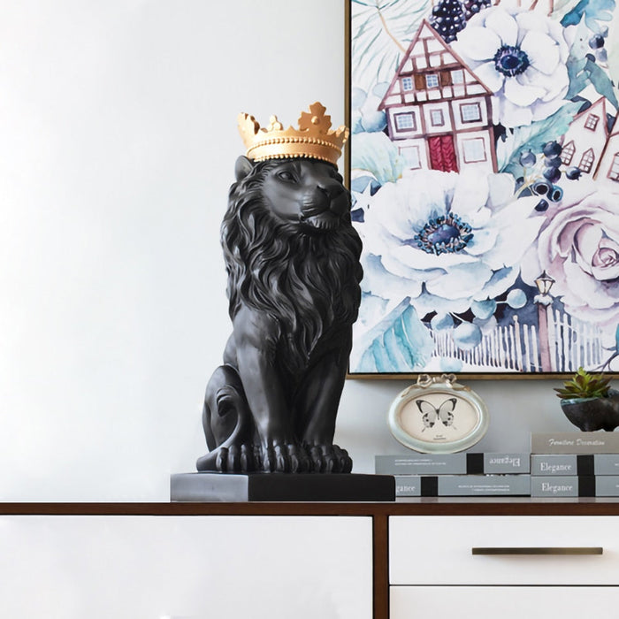 Lion Head with Crown Resin Statue