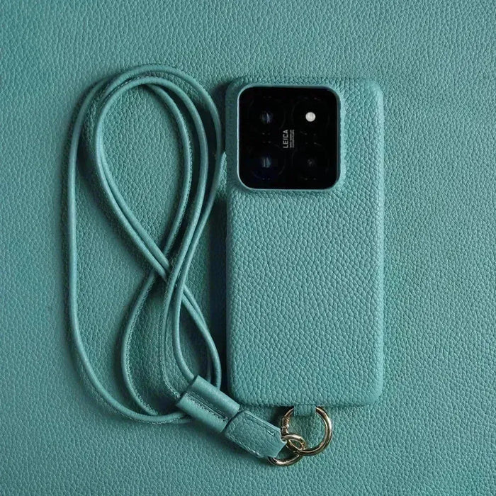 Minimalist Design Leather iPhone Case with Strap - Handmade