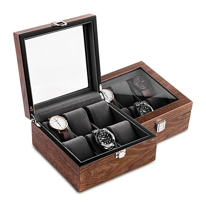 Men's Wooden Watch Box for 6 Watches - Stylish Organizer Case
