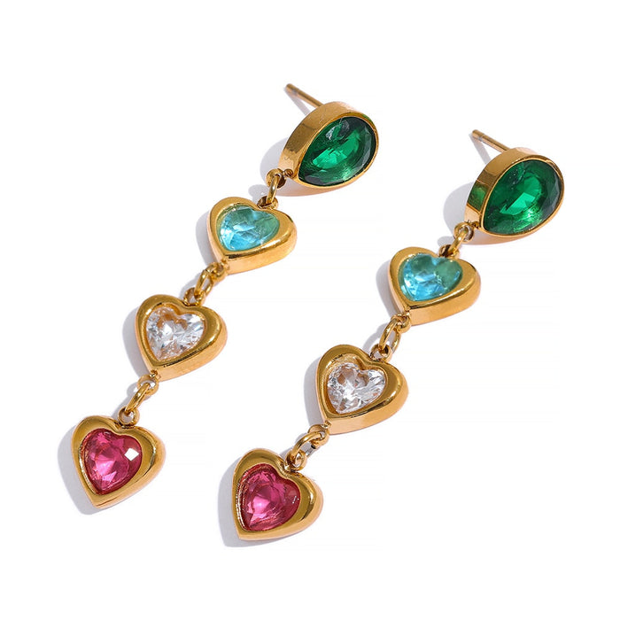 Small Hearts Design Earrings with Crystals