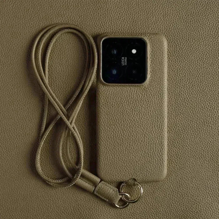 Minimalist Design Leather iPhone Case with Strap - Handmade