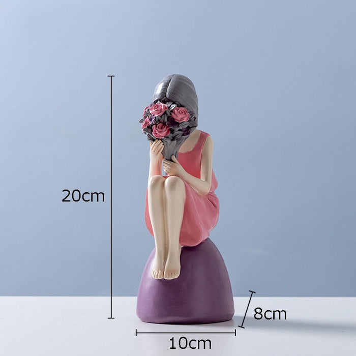 Modern Girl Resin Figurine Decorative Statue