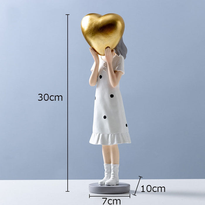 Modern Girl Resin Figurine Decorative Statue