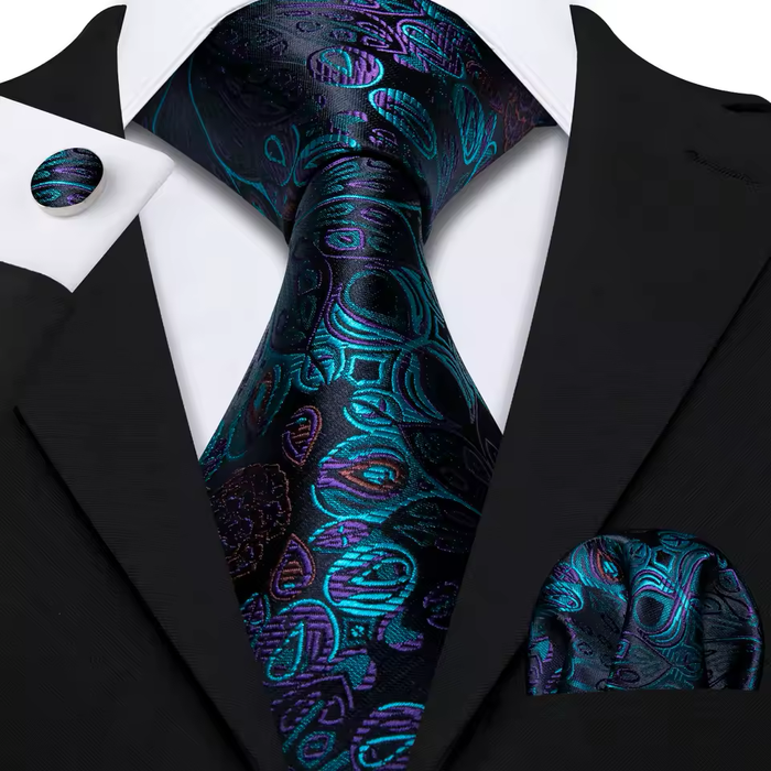 Royal Blue Floral Silk Tie for Classy Men - Elegant Accessory for Formal Occasions