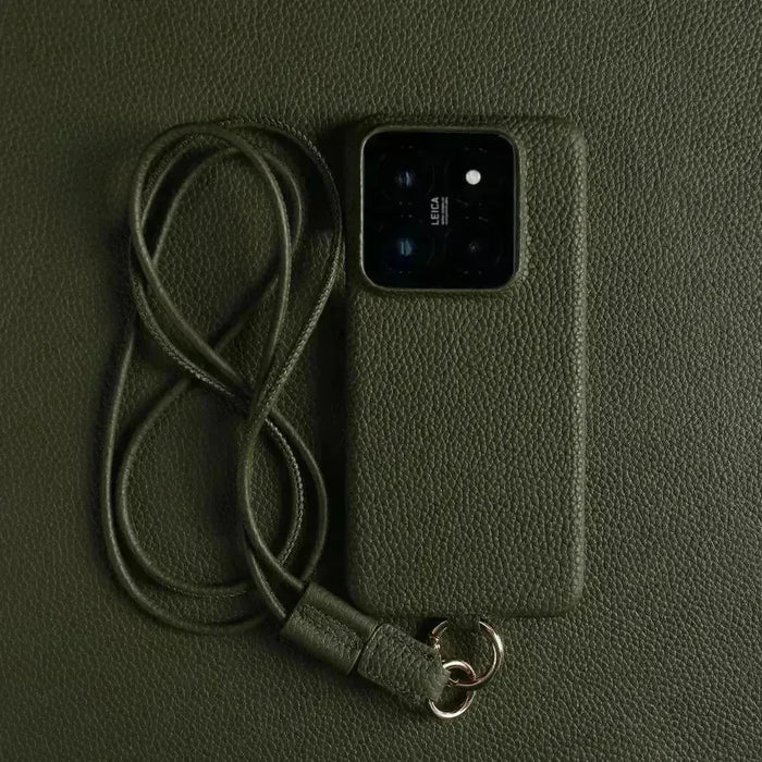 Minimalist Design Leather iPhone Case with Strap - Handmade