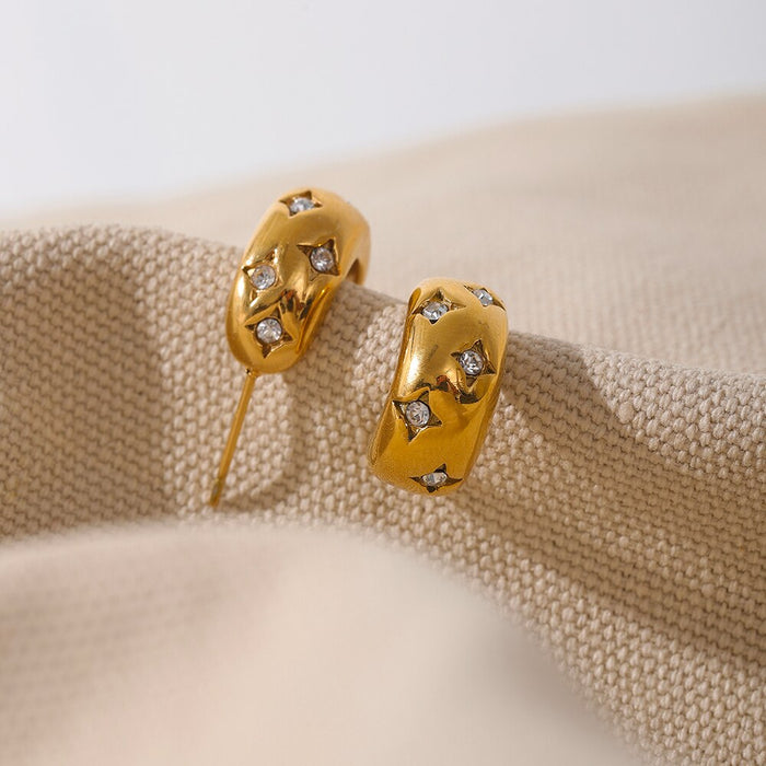 Moon Shape Earrings with Crystals