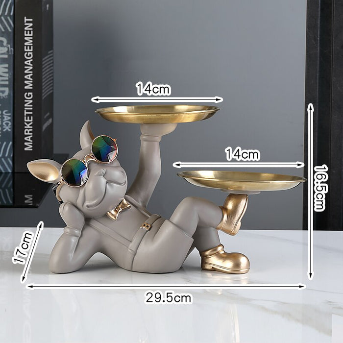 Standing French Bulldog Butler with Tray