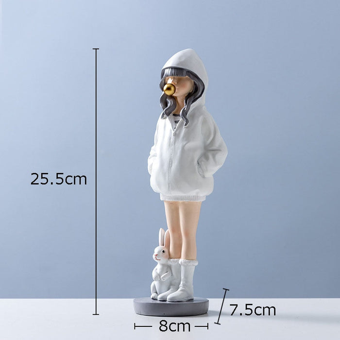 Modern Girl Resin Figurine Decorative Statue