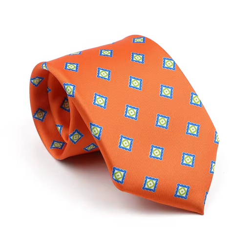 Orange and Blue Circles Silk Tie for Classy Men