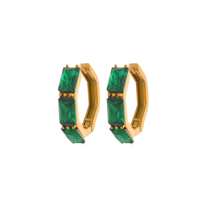 Geometric Shape Earrings with Crystals