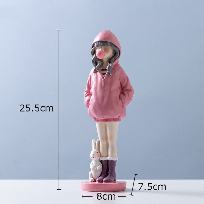 Modern Girl Resin Figurine Decorative Statue