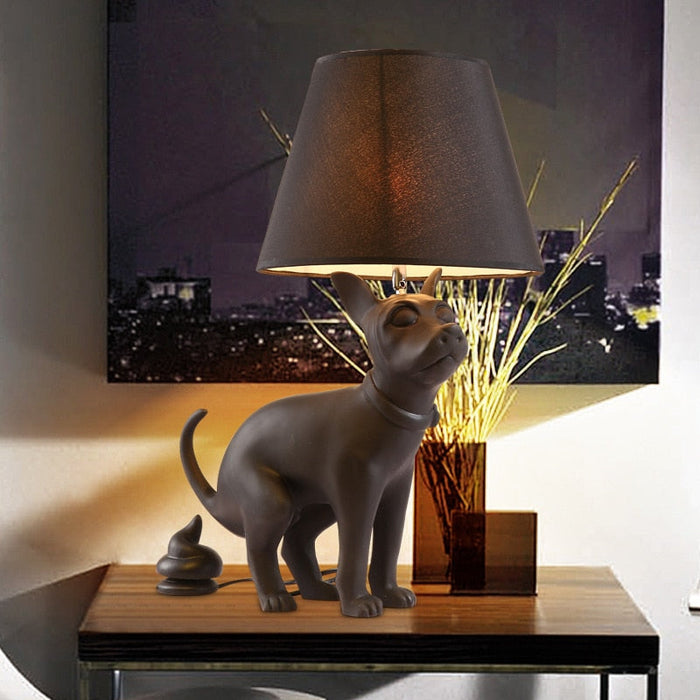 Simple Art Resin Cloth Cover Big Dog LED Floor Lamp