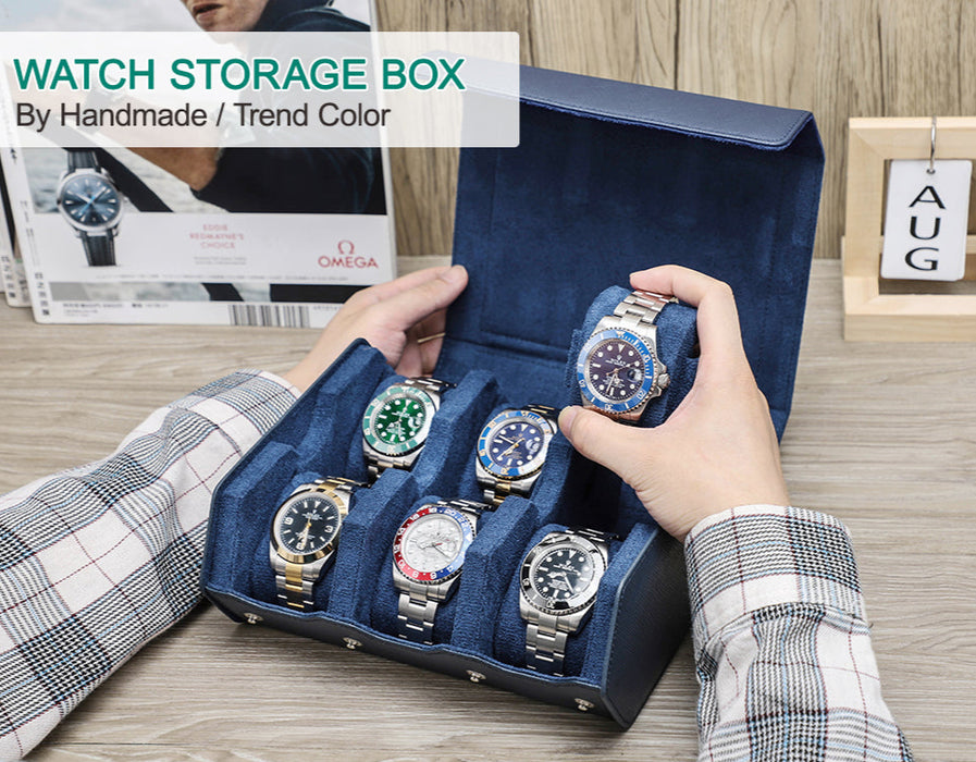Men’s & Women’s Watch Case – Leather Travel Roll, 6 Slots