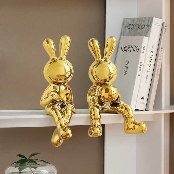2 PCS Modern Rabbit Figurines