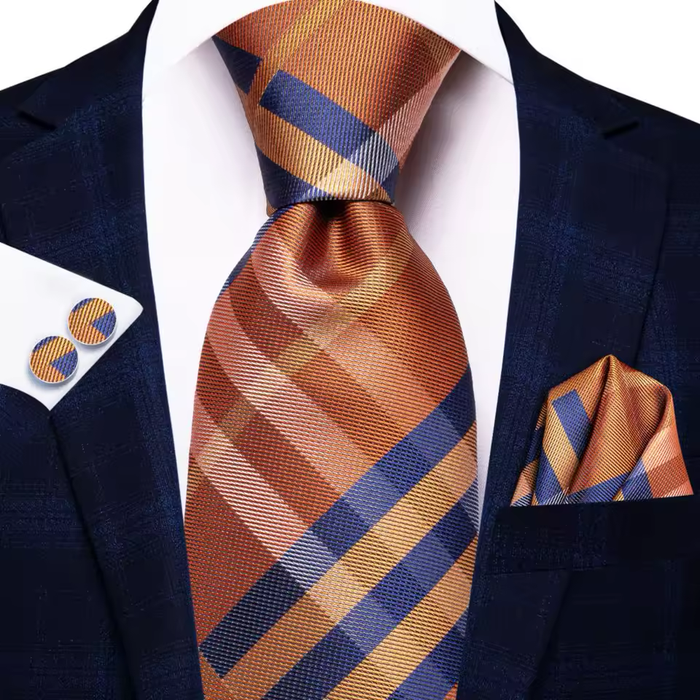Orange and Blue Circles Silk Tie for Classy Men