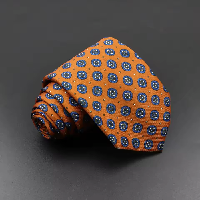 Orange and Blue Circles Silk Tie for Classy Men