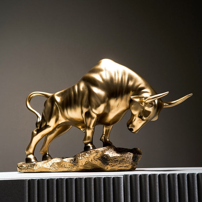 Creative Resin Golden Bull Sculpture
