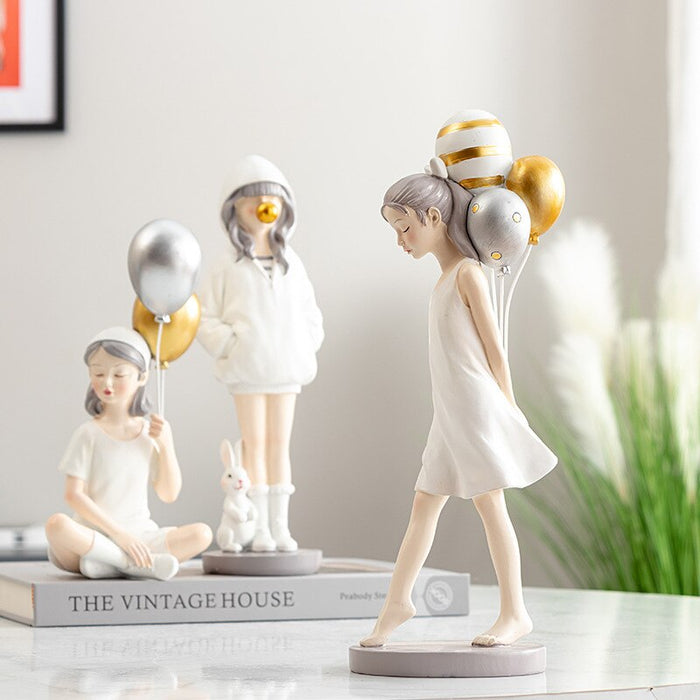 Modern Girl Resin Figurine Decorative Statue