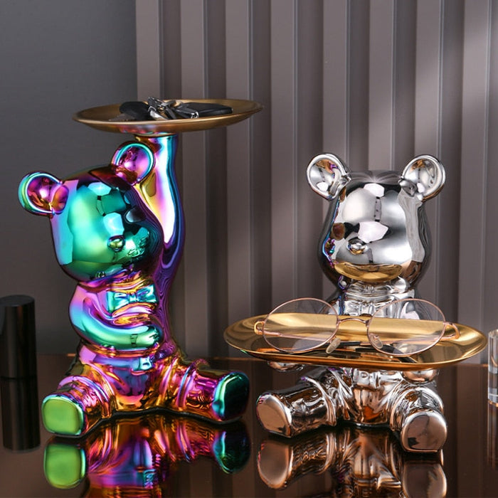Ceramic Electroplated Bear Playful Cartoon
