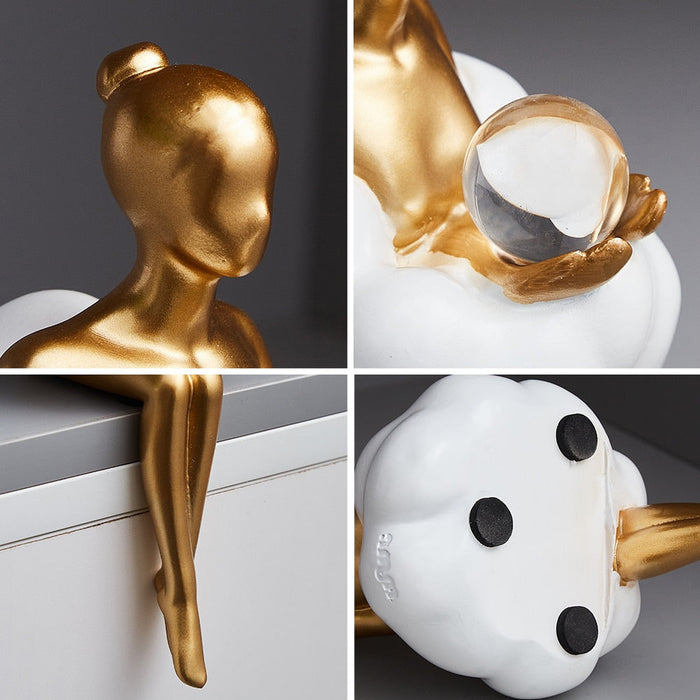 Cloud Girl Sculpture Abstract Art Figurine