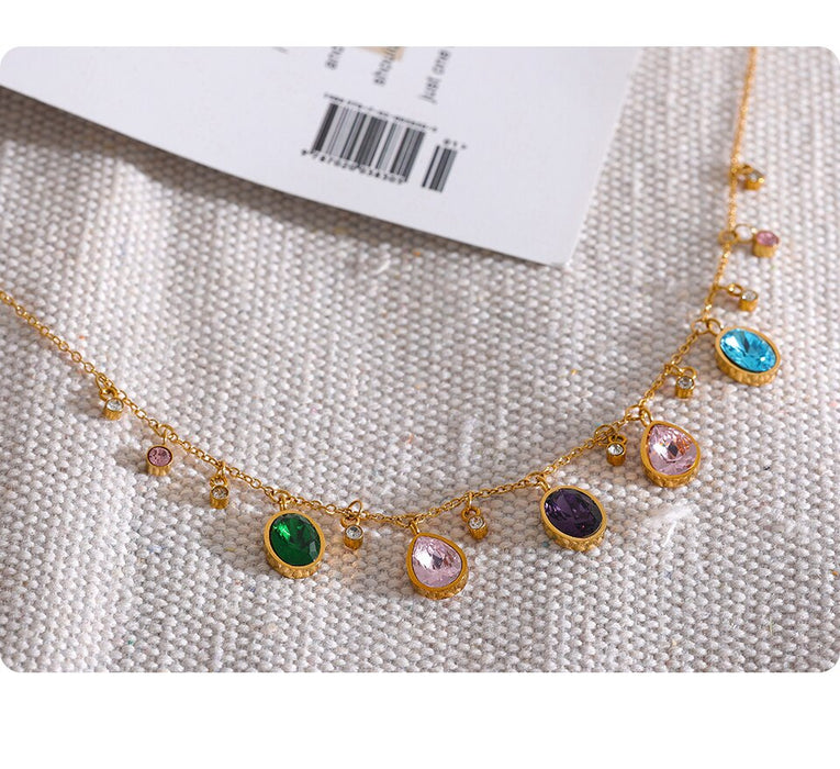 Unique Necklace with Colorful Crystals