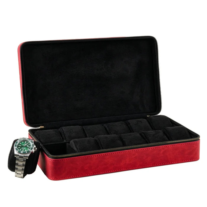 Luxury Watch Case with Logo – Gloss PU, 6/12 Slots, Scratchproof