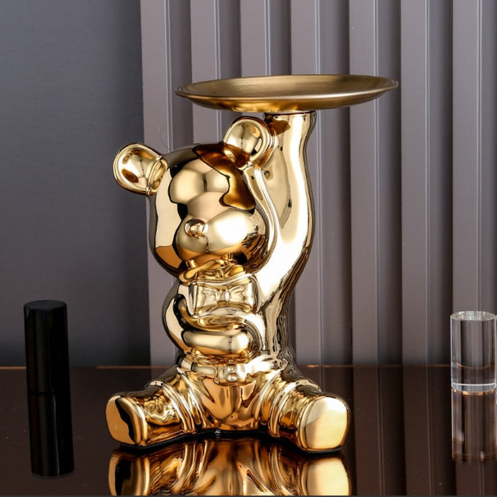 Ceramic Electroplated Bear Playful Cartoon