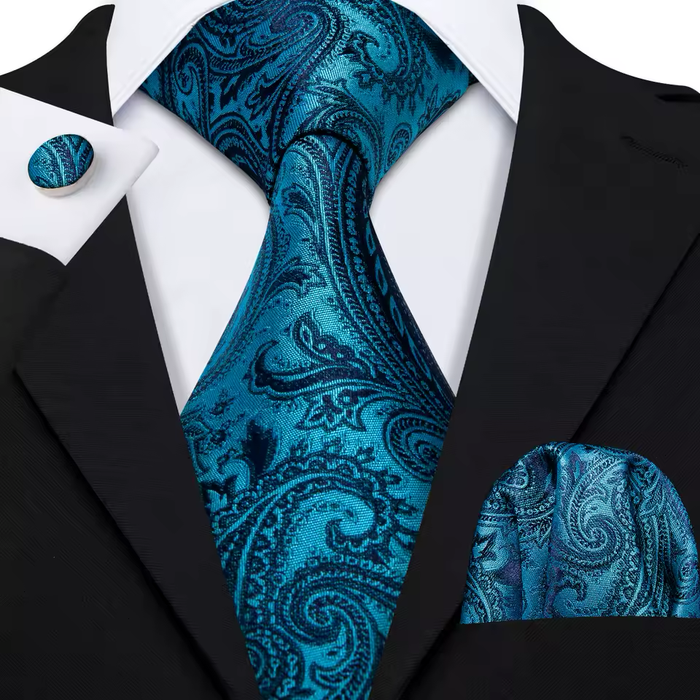 Classy Men Blue Floral Silk Necktie