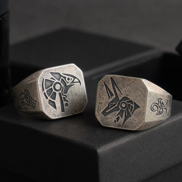 Egyptian Men's Silver Plated Brass Ring