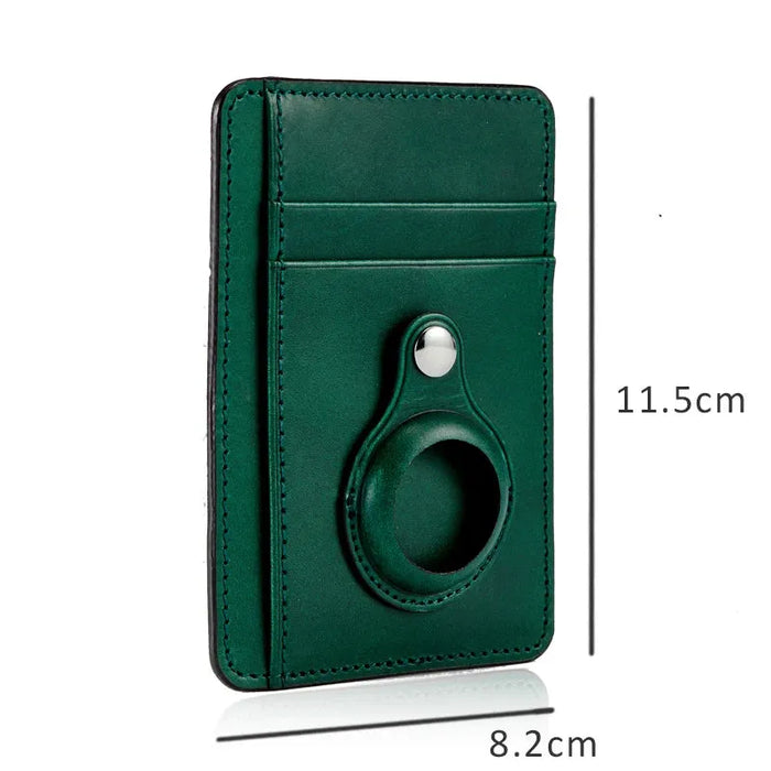 Custom Name Italian Vegetable Tanned Leather AirTag Wallet