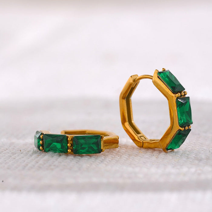 Geometric Shape Earrings with Crystals