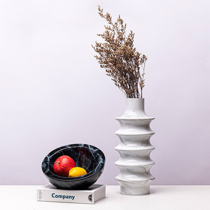 Artistic Marble-Patterned Resin Flower Vases