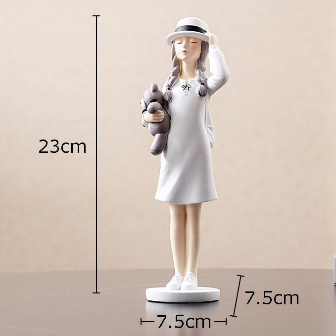 Modern Girl Resin Figurine Decorative Statue