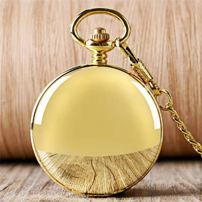 Gold Double Hunter Pocket Watch - Roman Numerals Hand Wind Luxury