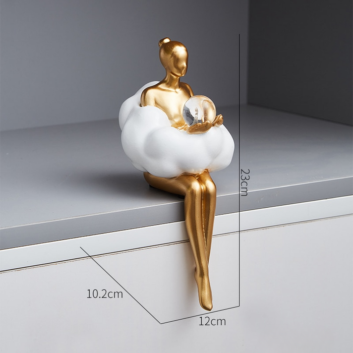Cloud Girl Sculpture Abstract Art Figurine