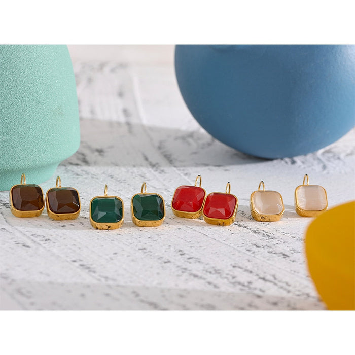 Square Shape Earrings with Crystals