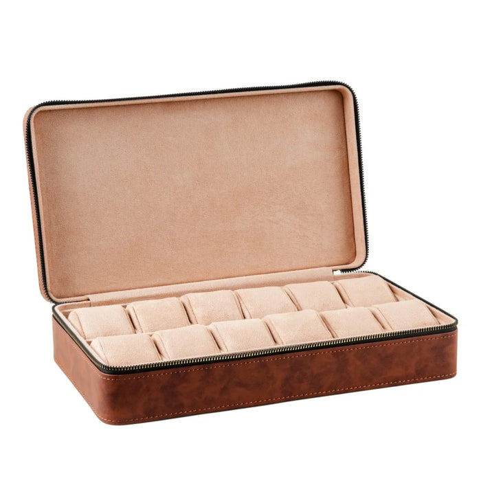 Luxury Watch Case with Logo – Gloss PU, 6/12 Slots, Scratchproof