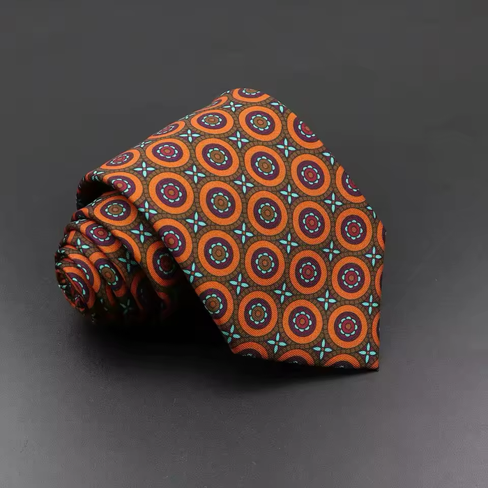 Orange and Blue Circles Silk Tie for Classy Men